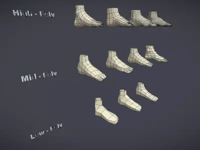 Base Mesh Pack - Foots Low-poly 3D model purchase