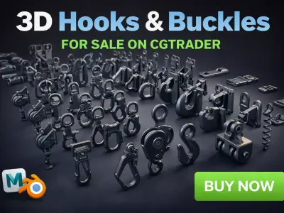Buckles Snap Hooks Strap Adjusters Pack - 3D model 3D model