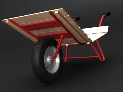 Wheelbarrow2 wooden wheelbarrow 3D model