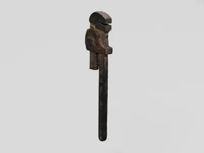 Rusty Tool Pipe Wrench 2 3D scan PBR 4K textures Low-poly 3D model