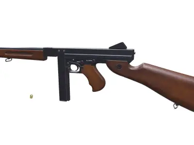 M1A1 Thompson SMG Low-poly Free low-poly 3D model