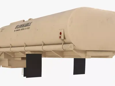 Military Fuel Tank Trailer Module with Pump Unit Desert Rigged 3D model