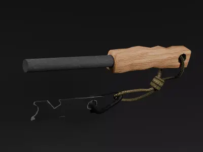 Ferro Rod Firestarter Low Poly Bushcraft Tool Low-poly 3D model