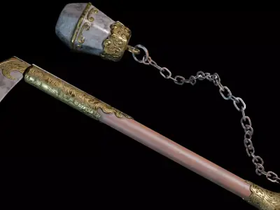 HQ Kusarigama Japanese Weapon Low-poly 3D model