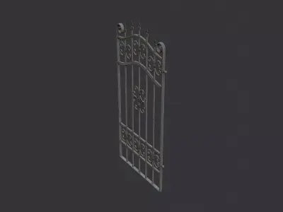 Crypt Gate Ironwork with Ornate Scrolls Low-poly 3D model