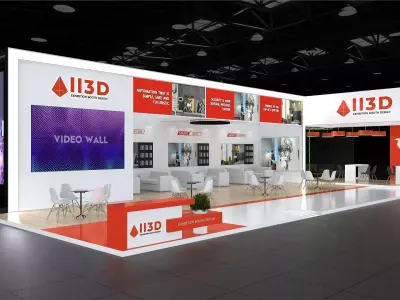 Exhibition Stand Stall Three Side Open 20X9 3D model