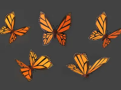 Cartoon Butterfly Wing Flapping 01 Animated Low-poly 3D model