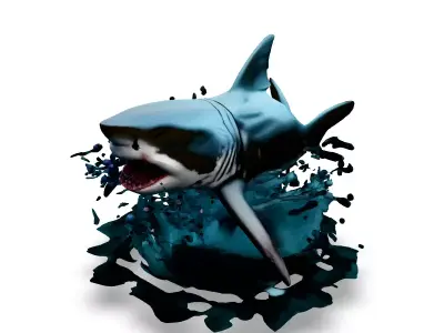 Realistic Great White Shark 3D Model Low-poly 3D model