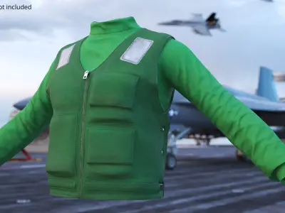 High Visibility Work Vest with Chest Pockets Green Used 3D model
