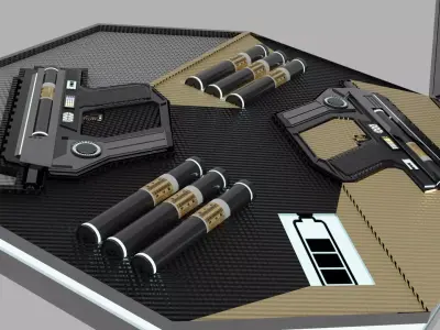 Dual Battery powered smgs Low-poly 3D model