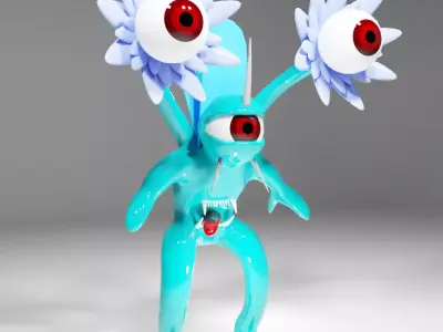 sci-fi creepy monster with big eyes 3D model