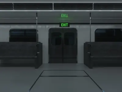 Subway Modern Train Interior with Leather Seats 3D model