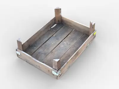 Wooden Crate Fruit Short Scan Low-poly 3D model