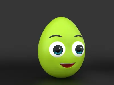 Cartoon Egg Character 3D Model Low-poly 3D model