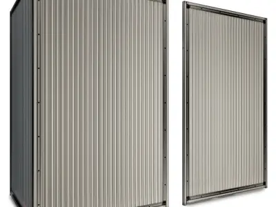 Container two orange and corrugated metal panels 3D model