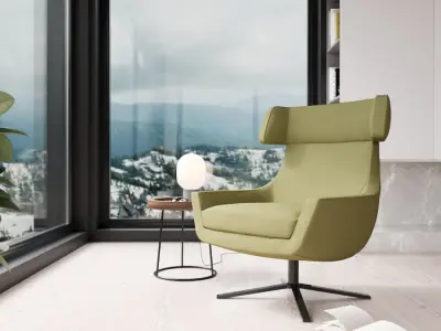  Replica Glee High Wingback Armchair Model, Green 
