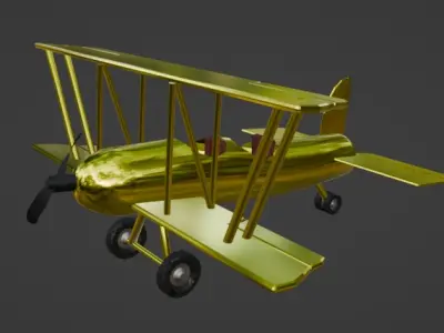 Golden Plane Low-poly 3D model