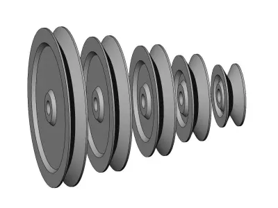 Mini Metric V Pulley Set 3D print model