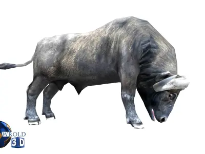 Buffalo rigged animated lowpoly 3d model Low-poly 3D model