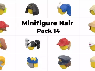 TwindBricks3D - Minifigure Hair pack 14 3D print model