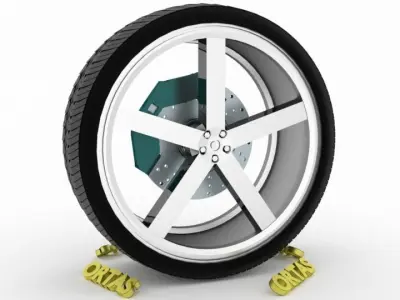 ORTAS CAR WHEEL RIM 98 GAME READY WHEEL RIM TIRE 3D model