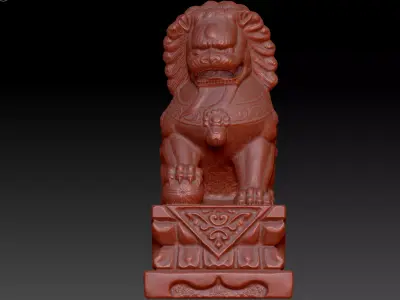  Stone lion statue China lion statue 3D print model