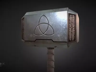 Mjolnir Thors Hammer Low-poly 3D model