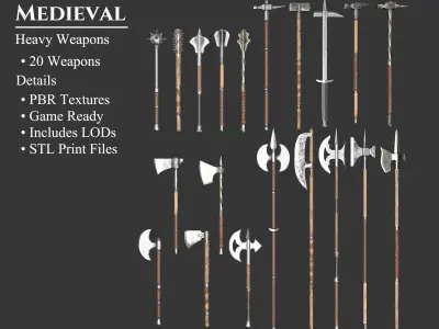Medieval Collection Heavy Weapons 3D Model Pack
