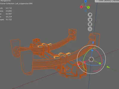 Heavy Duty Front Non-Drive Axle Low-poly 3D model
