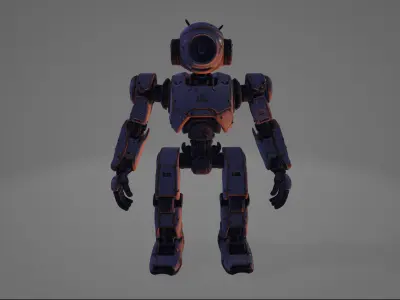  Futuristic Humanoid Robot Low-poly 3D model