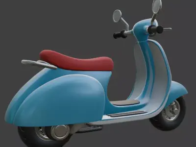 Vintage Retro Scooter 3D Model 3D model 7