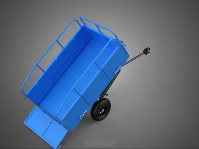 TIPPING DUMP TRAILER CARGO CART WAGON TRACTOR LAWN MOWER GARDEN 3D model