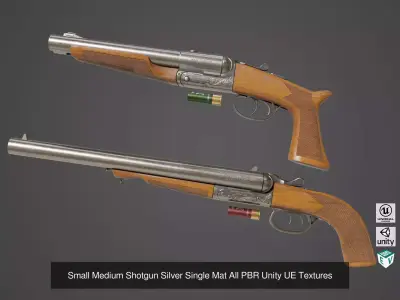 Classic Shotgun Rigged All PBR Unity UE Textures 3D Model Pack