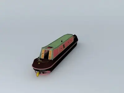 NarrowBoat British Waterways  Mylyn  65 foot Tug UK Free 3D model