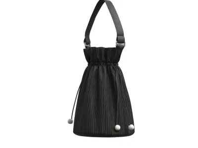 Black Cotton Bucket Bag 3D model