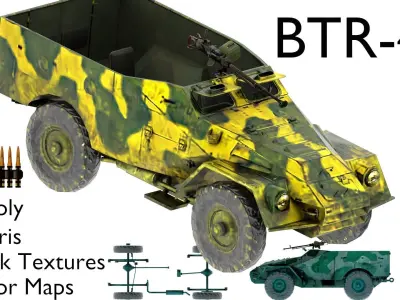 BTR-40 military vehicle Low-poly 3D model