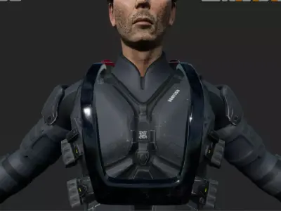 Jetpack man in futuristic suit 3D model