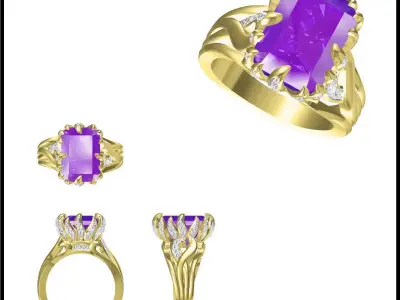 JCD Format Antique color stone rings jewelry cam 3D print model