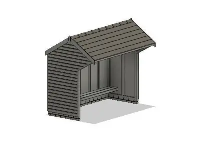 Model Railway Wooden Bus Shelter 3D print model