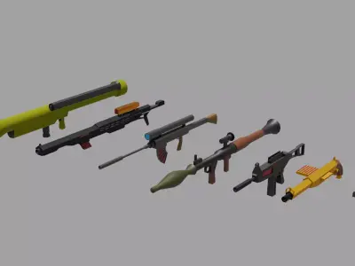 Weapons gun collection  Low-poly 3D model