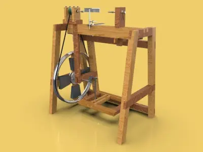 TREADLE LATHE MACHINE WOODWORKING 3D model