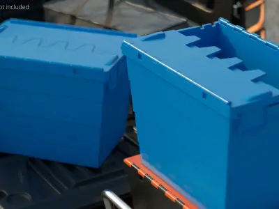 Heavy Duty Plastic Storage Container with Lid Blue 3D model