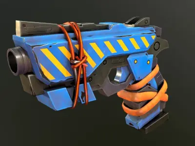Stylized Hand painted PBR Pistol Low-poly 3D model