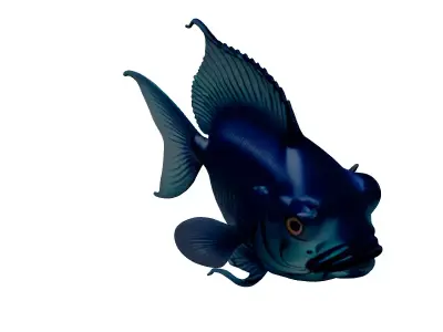 Metallic Blue Stylized Fish Model 3D model