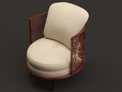 Classic oval wooden chair Free 3D model