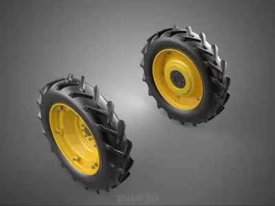 TRACTOR TIRE TREAD TYRE LUG WHEEL RUBBER RIM HUB GRIP DIRT ROAD 3D model