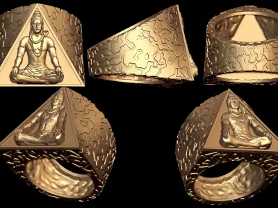 Antique Shiv Ji Ring  3D print model