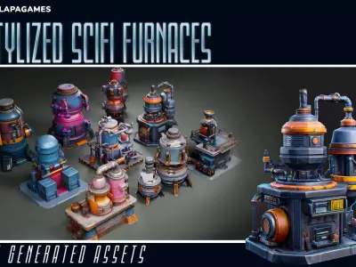 Stylized Scifi Furnaces 3D model