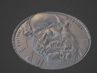 Charles Darwin Medallion 3D print model get