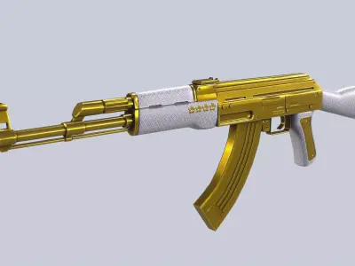 Royal Gold Ak47 Low-poly 3D model